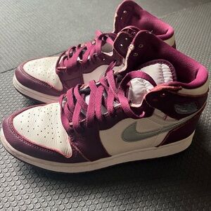 Nike Maroon and White High-Top Sneakers